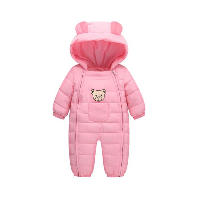 Combinezon roz din fas pentru fetite - Teddy AM08-209