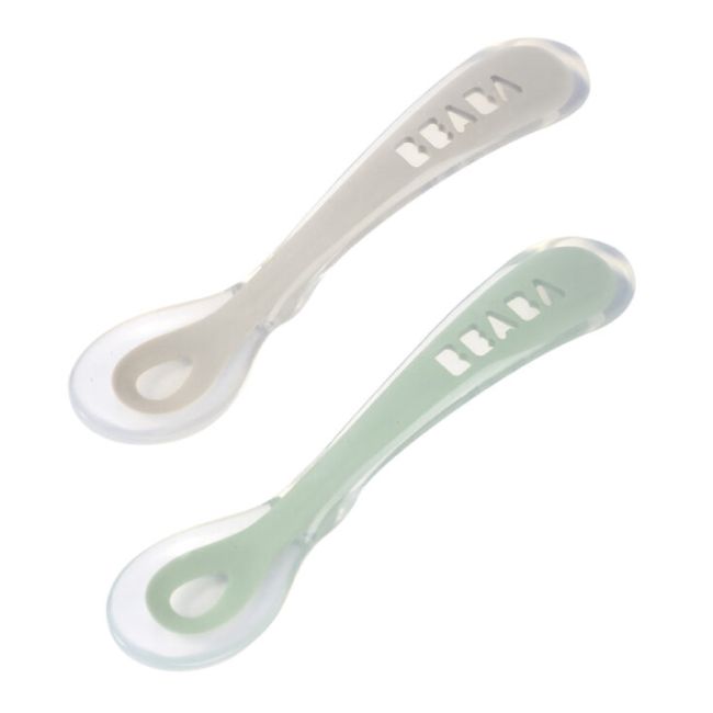 Set 2 lingurite silicon +8 luni Beaba Sage Green ERF3384349135546
