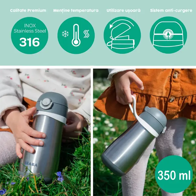Termos Beaba 350 ml Mineral Grey ERF3384349135409