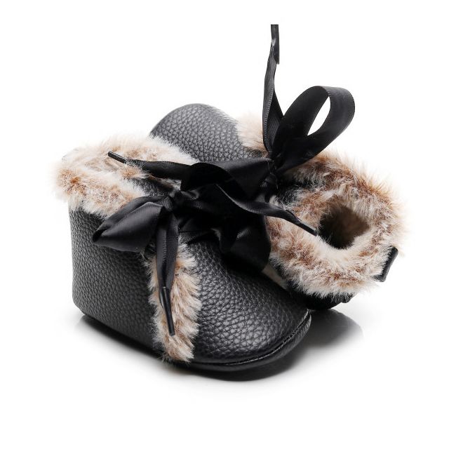 Ghetute negre imblanite cu fundita din satin LIXH0223-2-p23