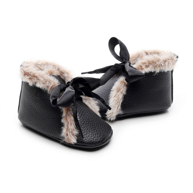 Ghetute negre imblanite cu fundita din satin LIXH0223-2-p23
