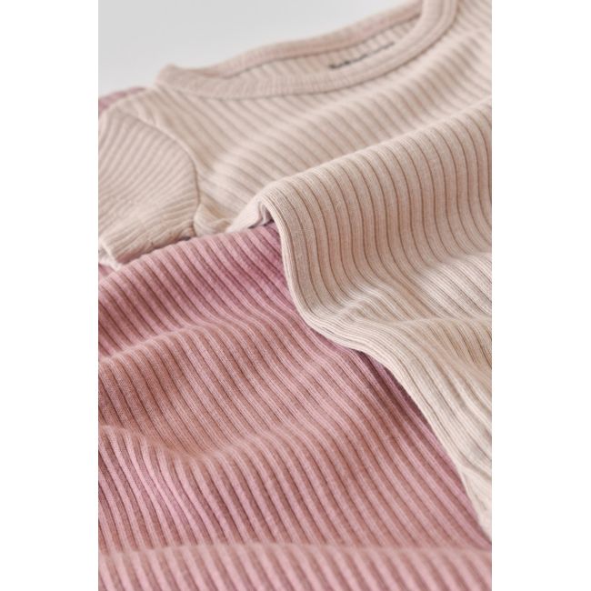 Set de 2 body-uri cu maneca scurta din bumbac organic si modal - Roz/Blush (Marime: 0-3 Luni) JEMBC-CSYM11207-0