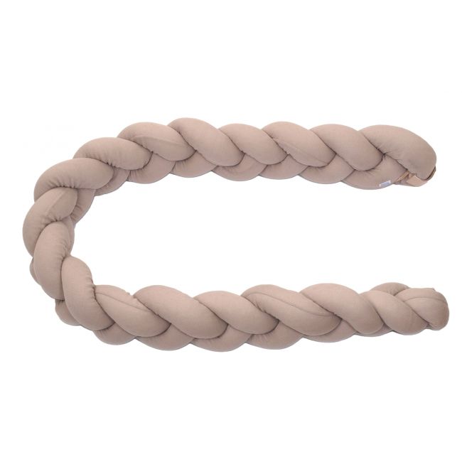 Aparatoare Laterala Pat Bumper Impletit Cu Inchidere Velcro, Bumbac Tricot Bej, 180x21 Cm Pjb844101