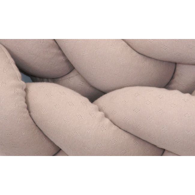 Aparatoare Laterala Pat Bumper Impletit Cu Inchidere Velcro, Bumbac Tricot Bej, 180x21 Cm Pjb844101
