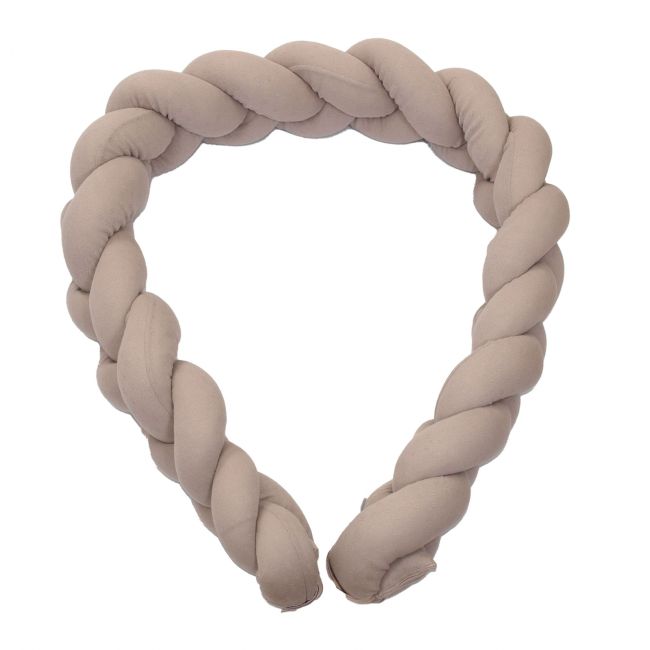 Aparatoare Laterala Pat Bumper Impletit Cu Inchidere Velcro, Bumbac Tricot Bej, 180x21 Cm Pjb844101