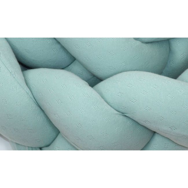 Aparatoare Laterala Pat Bumper Impletit Cu Inchidere Velcro, Bumbac Tricot Mint, 180x21 Cm Pjb844111