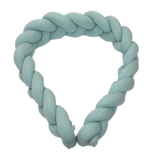 Aparatoare Laterala Pat Bumper Impletit Cu Inchidere Velcro, Bumbac Tricot Mint, 180x21 Cm Pjb844111