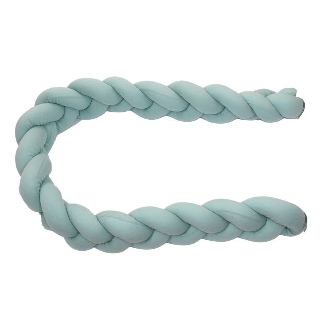 Aparatoare Laterala Pat Bumper Impletit Cu Inchidere Velcro, Bumbac Tricot Mint, 180x21 Cm Pjb844111