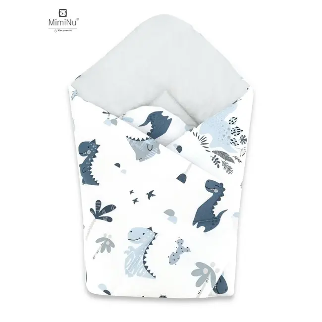 MimiNu - Paturica de infasat cu doua fete, Cu multiple utilizari, Cu inchidere arici velcro, Dimensiune 75x75 cm, Din bumbac, Dino Granat BYN6426972016131