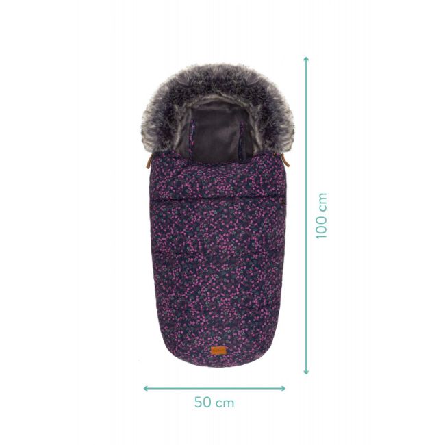 Sac de iarna cu guler blanita detasabil, pentru carucior, small flowers, 100x50 cm, Fillikid KRS4880-52