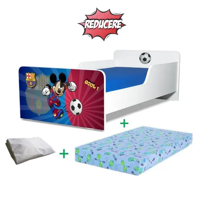 Pat Start Barca 2-8 ani + saltea 140x70x12 cm + husa impermeabila - PC-PCH-PRO-STR-FTB-BARCA-70