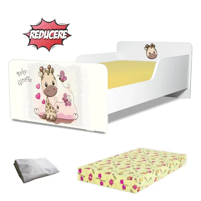 Pachet Promo Pat Copii 2-12 ani Start Girafa, include saltea SmartNest cu lana 160x80 si husa impermeabila - PC-PCH-PRO-STR-GIR-80