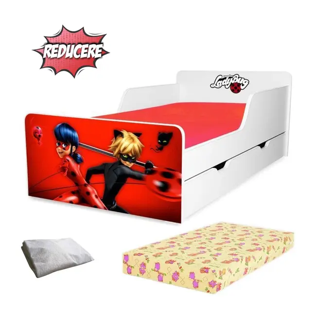 Pachet Promo Start LadyBug 2-12 ani, include sertar, saltea SmartNest cu lana si husa impermeabila- PC-P-PR-LDB-SRT-80