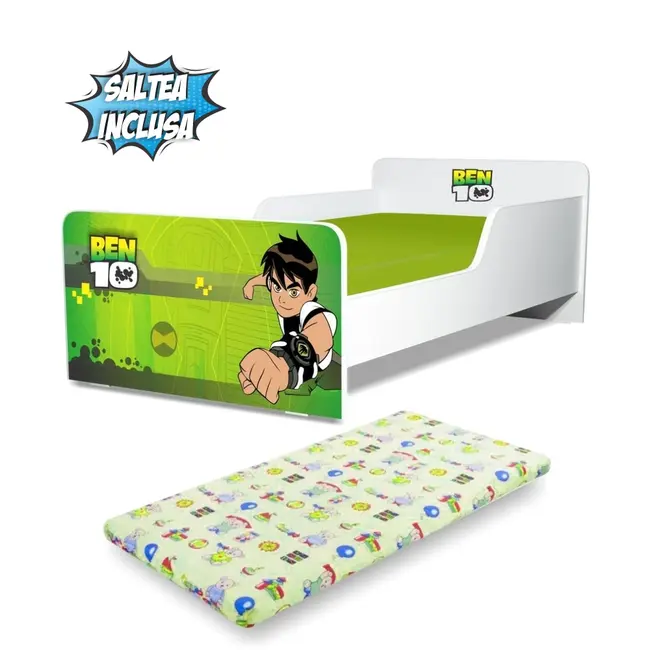 Pat copii Start Ben Ten 2-12 ani cu saltea din lana inclusa - PC-P-MOK-BEN-80