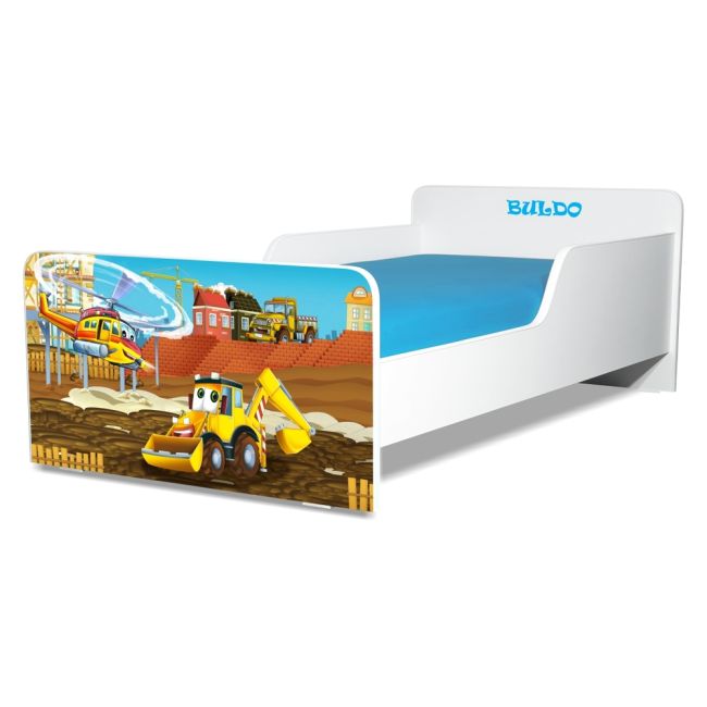 Pat Pentru Baieti Creativ Buldozer Copii 2-8 Ani, Fara Saltea - ASC-str-bul-70