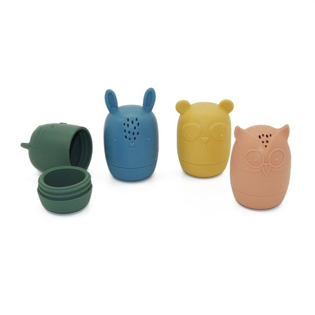 Petite&Mars - Set 4 jucarii de baie Amigos, Din silicon, Fara BPA, 6 luni+, Multicolor BYN598815