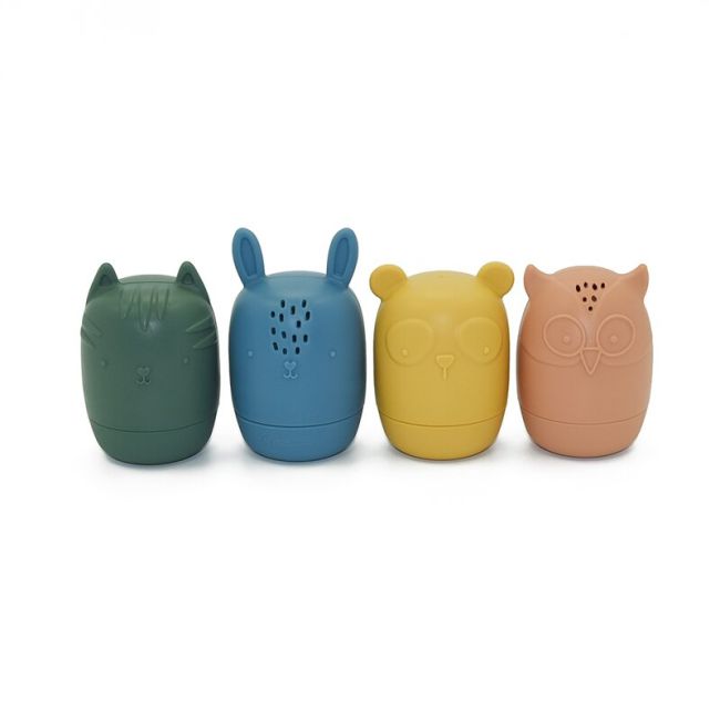 Petite&Mars - Set 4 jucarii de baie Amigos, Din silicon, Fara BPA, 6 luni+, Multicolor BYN598815