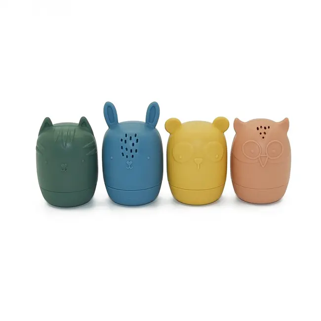 Petite&Mars - Set 4 jucarii de baie Amigos, Din silicon, Fara BPA, 6 luni+, Multicolor BYN598815