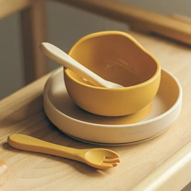 Petite&Mars - Set tacamuri din silicon fara BPA, Take&Match, 6 luni+, Bej BYN709818