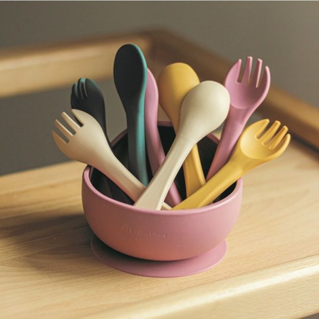 Petite&Mars - Set tacamuri din silicon fara BPA, Take&Match, 6 luni+, Roz BYN709820
