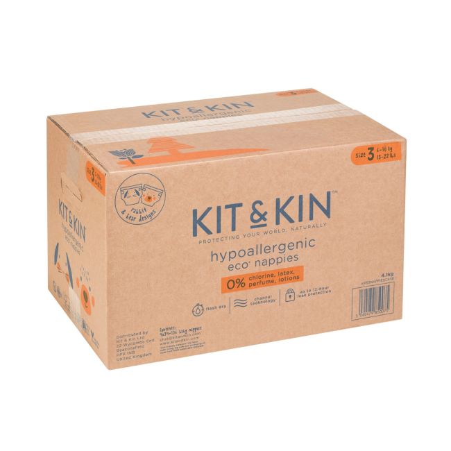 Scutece hipoalergenice eco kit&kin, marimea 3, 6-10 kg , 128 buc tnakks3nappiescase