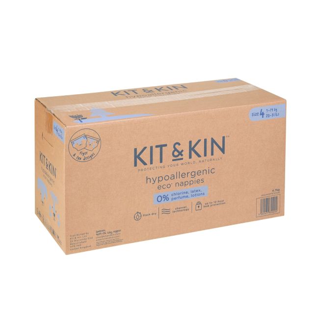 Scutece hipoalergenice eco kit&kin, marimea 4, 9-14 kg , 128 buc tnakks4nappiescase