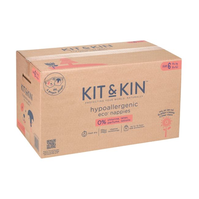Scutece hipoalergenice eco kit&kin, marimea 6, 14 kg+, 96 buc tnakks6nappiescase