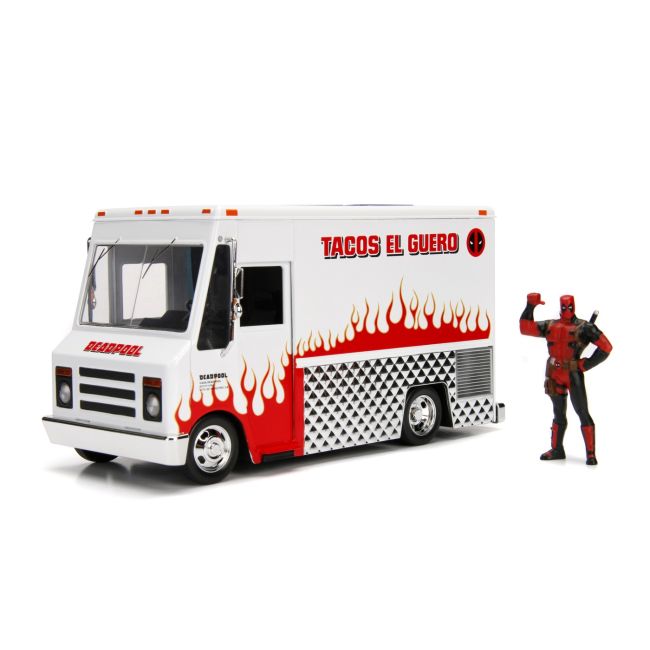 JADA MARVEL SET CAMIONUL DE MANCARE SCARA 1:24 SI FIGURINA METALICA DEADPOOL VIV253225000