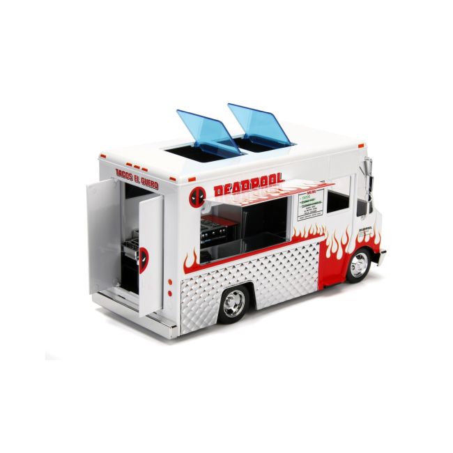 JADA MARVEL SET CAMIONUL DE MANCARE SCARA 1:24 SI FIGURINA METALICA DEADPOOL VIV253225000
