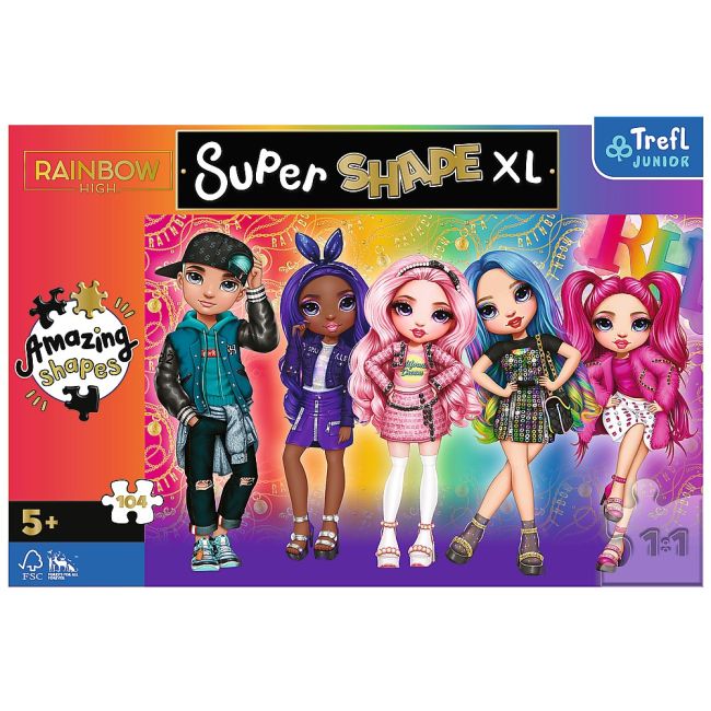 PUZZLE TREFL PRIMO SUPER SHAPE XXL 104 RAINBOW HIGH VIV50015