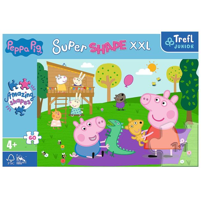 PUZZLE TREFL PRIMO SUPER SHAPE XXL 60 PEPPA PIG SI FRATIORUL VIV50011