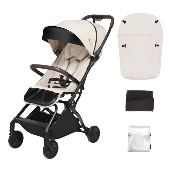 Carucior sport pliabil ultracompact pentru calatorii Espoo+, Vanilla Delight, Beige, Skiddou - Editie Limitata JEMsk_2020055