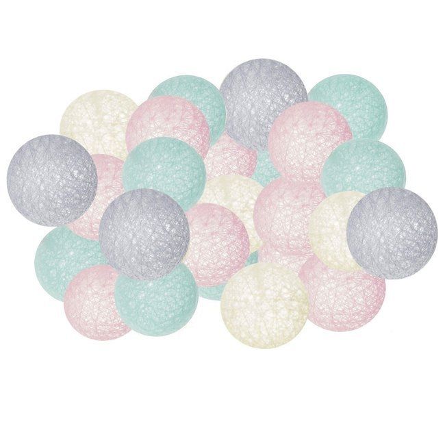 Ghirlanda luminoasa cu 20 globuri textile cu led springos roz/turcoaz lvtkcl0152