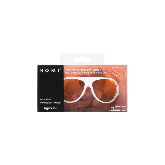 Ochelari pentru copii cu protectie impotriva ecranelor Click & Change ScreenSafe, 2-5 ani, Albi, Mokki JEMmokki_MO8017