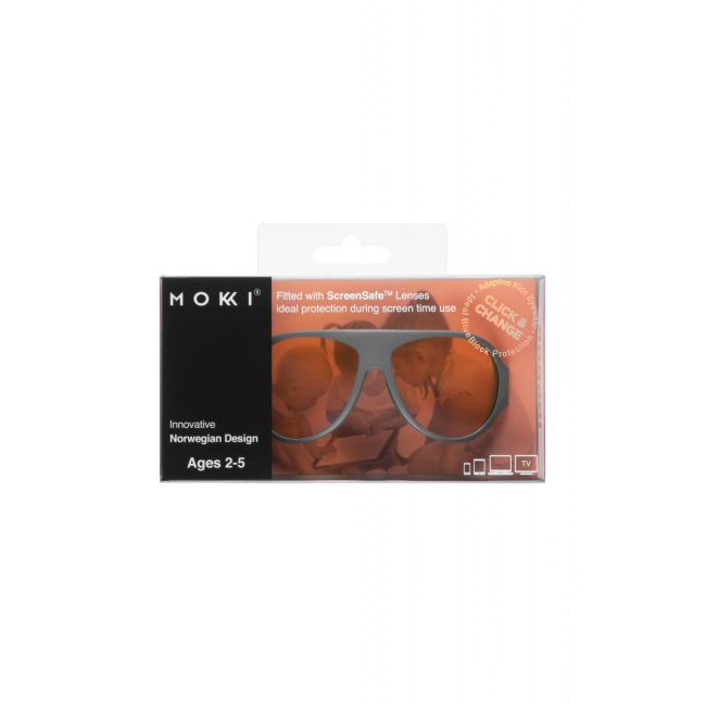 Ochelari pentru copii cu protectie impotriva ecranelor Click & Change ScreenSafe, 2-5 ani, Gri, Mokki JEMmokki_MO8016