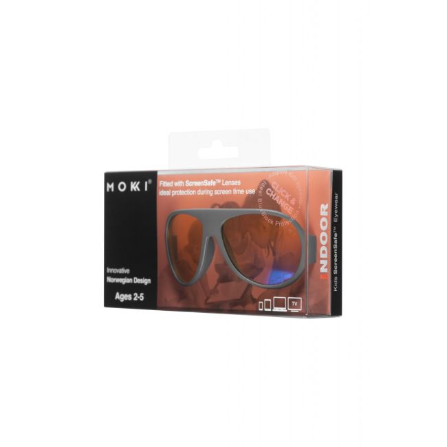 Ochelari pentru copii cu protectie impotriva ecranelor Click & Change ScreenSafe, 2-5 ani, Gri, Mokki JEMmokki_MO8016