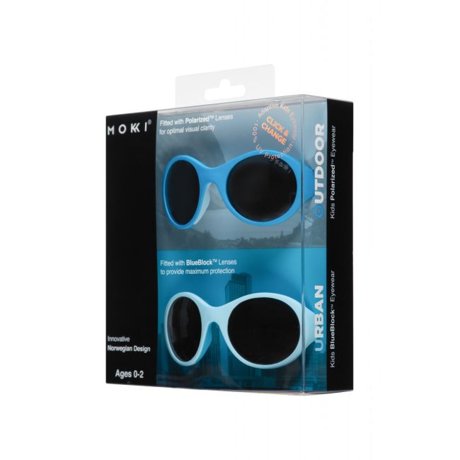 Set 2 ochelari copii Click & Change, bleu, 0-2 ani, Mokki JEMmokki-MO8002