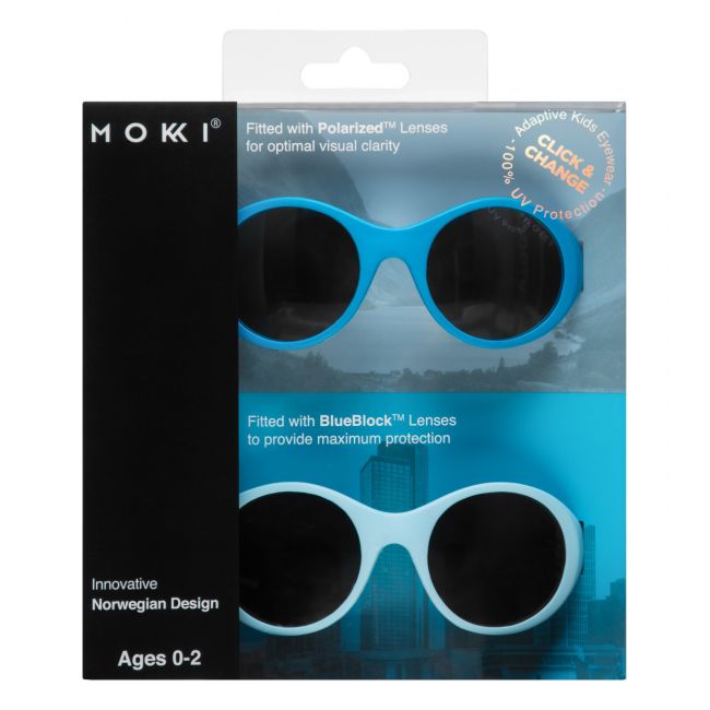 Set 2 ochelari copii Click & Change, bleu, 0-2 ani, Mokki JEMmokki-MO8002