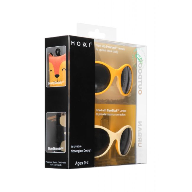Set 2 ochelari copii Click & Change, galben, 0-2 ani, Mokki JEMmokki-MO8003
