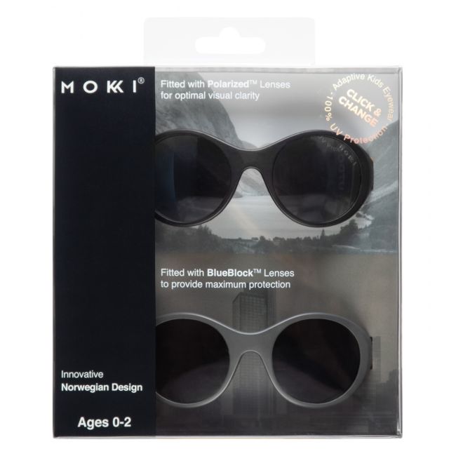 Set 2 ochelari copii Click & Change, negu, 0-2 ani, Mokki JEMmokki-MO8005