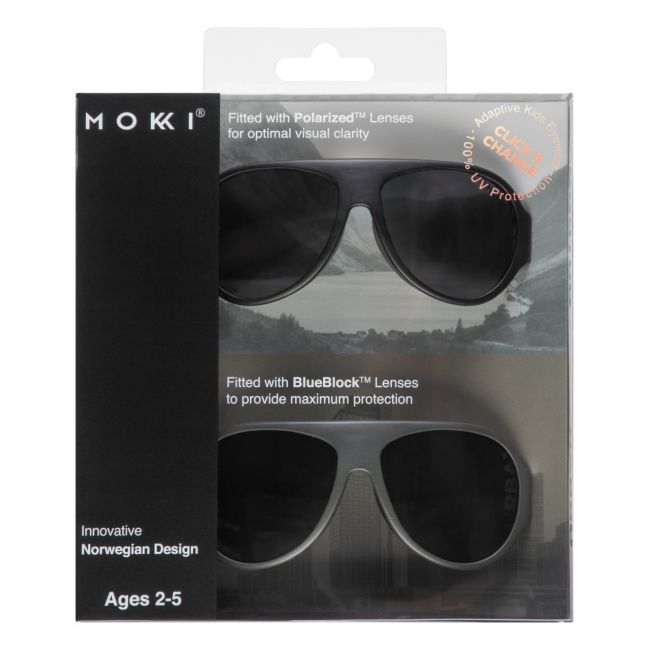Set de 2 ochelari copii Click & Change, negru, 2-5 ani, Mokki JEMmokki-MO8009