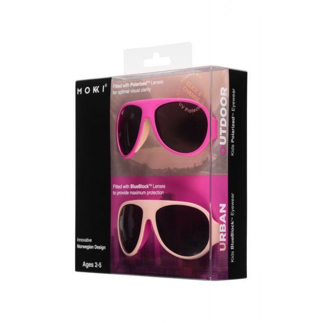 Set de 2 ochelari copii Click & Change, roz, 2-5 ani, Mokki JEMmokki-MO8006