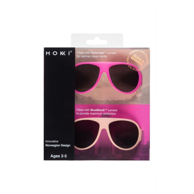 Set de 2 ochelari copii Click & Change, roz, 2-5 ani, Mokki JEMmokki-MO8006