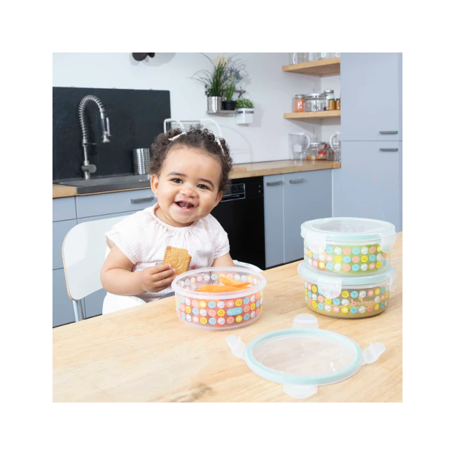 Badabulle - set 3 boluri ermetice maxi 300 ml, pentru pastrarea hranei bbbb004306