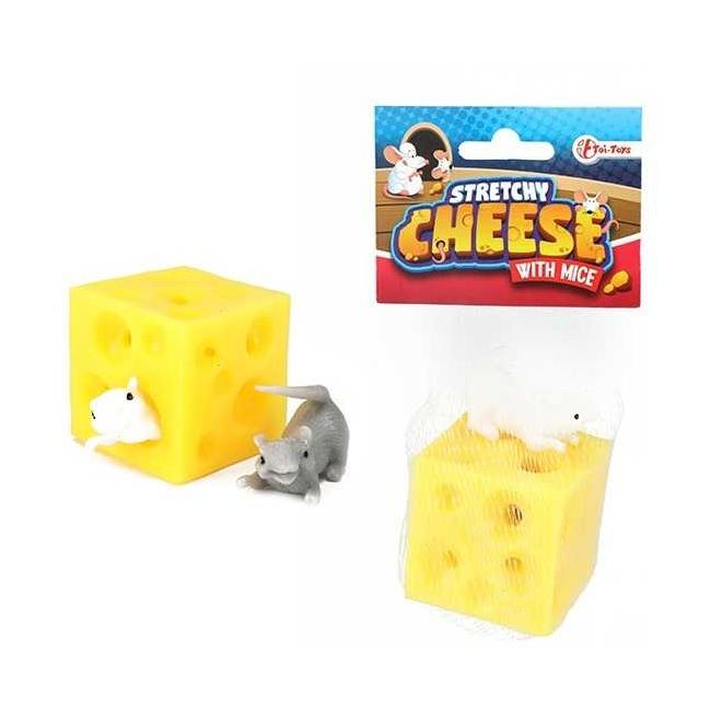 Jucarie antistres Cascaval cu 2 soriceii elastici, 5 cm Toi-Toys TT35098A BBJTT35098A_Initiala
