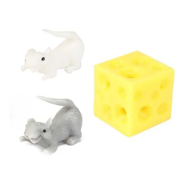 Jucarie antistres Cascaval cu 2 soriceii elastici, 5 cm Toi-Toys TT35098A BBJTT35098A_Initiala