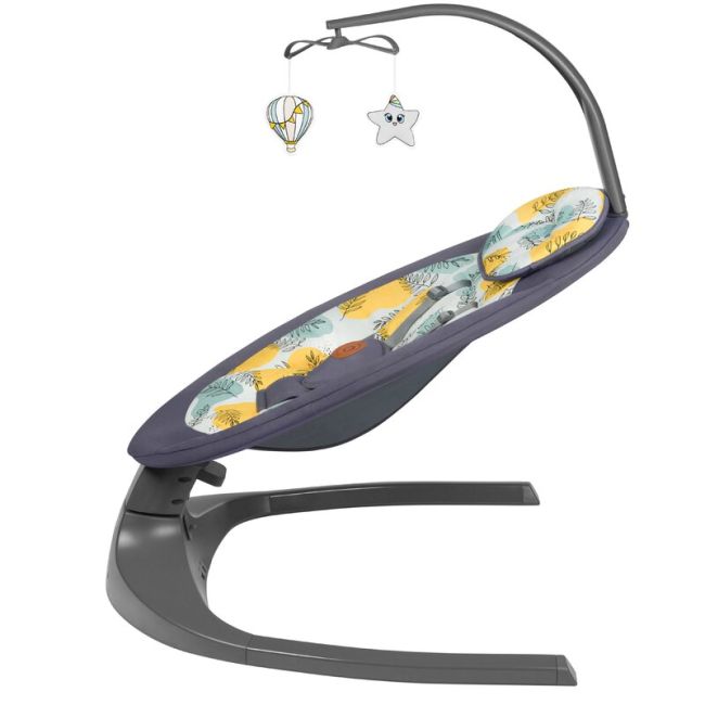 Lionelo - Balansoar si sezlong copii, Ralf, 2 in 1, Electric, Cu telecomanda si cablu USB, Cu miscare laterala de balansare si 5 niveluri diferite de viteza, Cu 12 melodii, Gri BYNLO-RALF_GREY_CONCRETE
