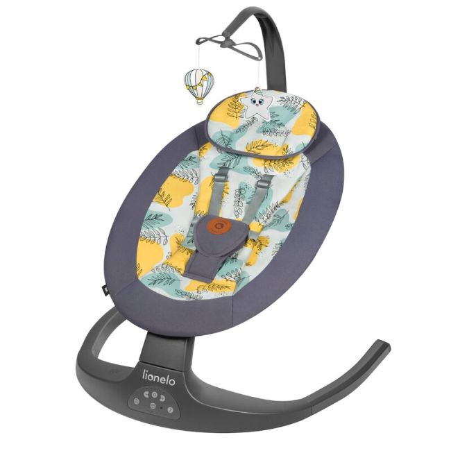 Lionelo - Balansoar si sezlong copii, Ralf, 2 in 1, Electric, Cu telecomanda si cablu USB, Cu miscare laterala de balansare si 5 niveluri diferite de viteza, Cu 12 melodii, Gri BYNLO-RALF_GREY_CONCRETE