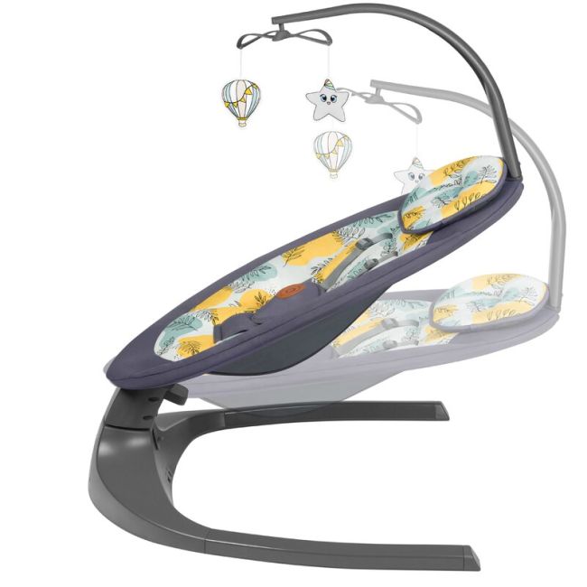 Lionelo - Balansoar si sezlong copii, Ralf, 2 in 1, Electric, Cu telecomanda si cablu USB, Cu miscare laterala de balansare si 5 niveluri diferite de viteza, Cu 12 melodii, Gri BYNLO-RALF_GREY_CONCRETE