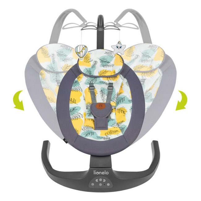 Lionelo - Balansoar si sezlong copii, Ralf, 2 in 1, Electric, Cu telecomanda si cablu USB, Cu miscare laterala de balansare si 5 niveluri diferite de viteza, Cu 12 melodii, Gri BYNLO-RALF_GREY_CONCRETE